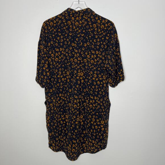 Whistles Lola Cheetah Print Shirt Dress Small Black Brown Animal Print Neutral - Picture 11 of 15
